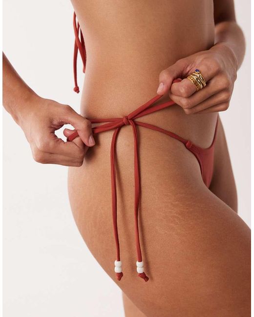 Motel Red Co-Ord Lentra Pearl Bikini Bottom