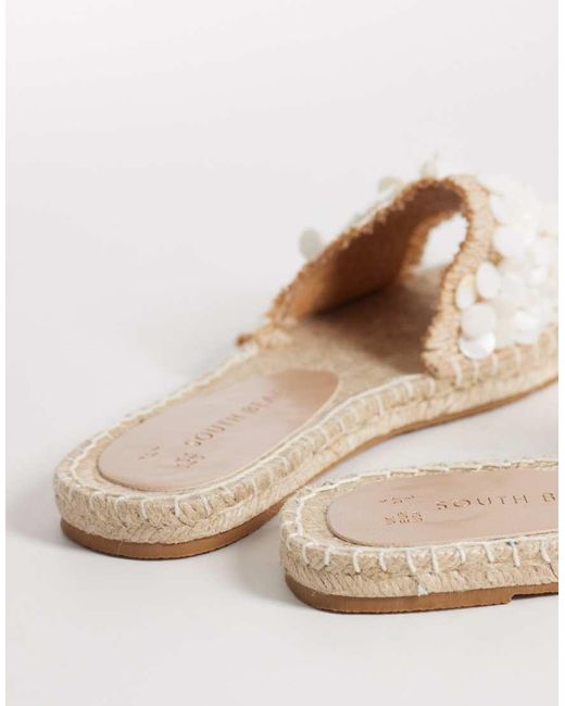 South Beach White Strap Sandals With Shells