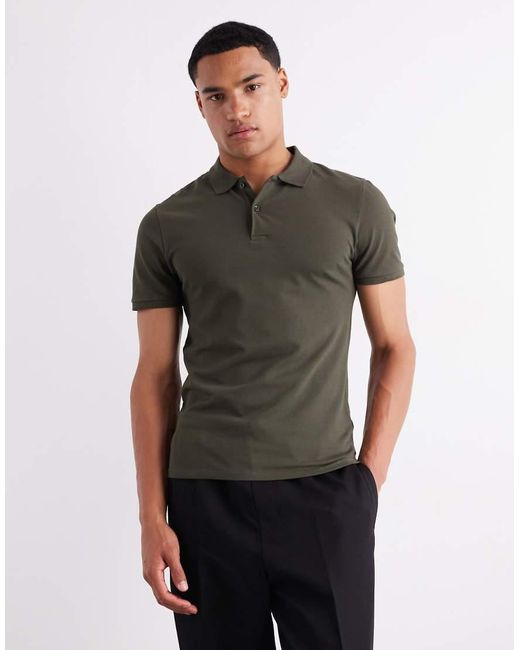 ASOS Basic Muscle Fit Poloshirt in het Green voor heren