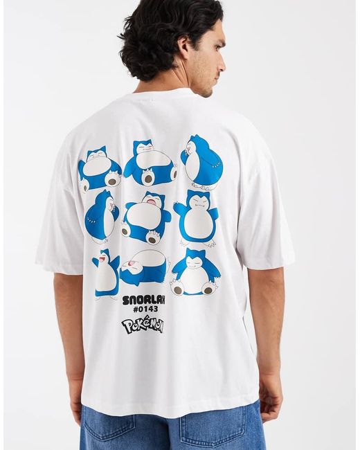 ASOS Blue Oversized T-shirt With Pokemon Snorlax Print for men