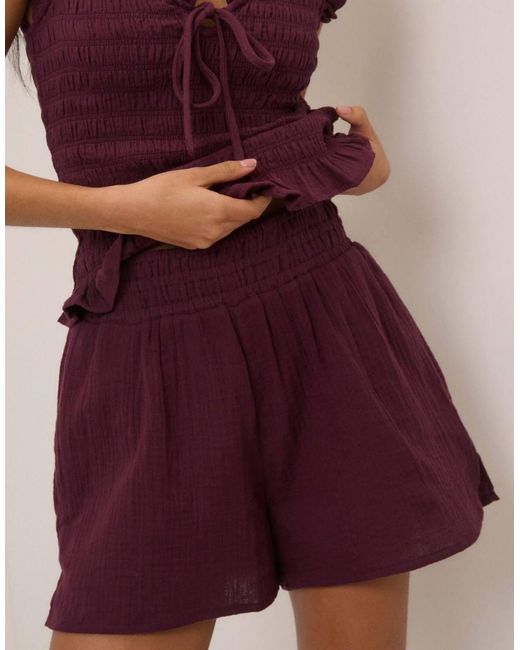 Nobody's Child Red Linen-Blend Elasticated Waist Shorts