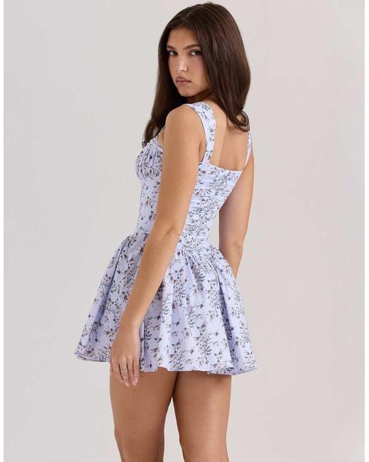 House Of Cb Blue Ophelia Cotton Mini Dress With Bloomers