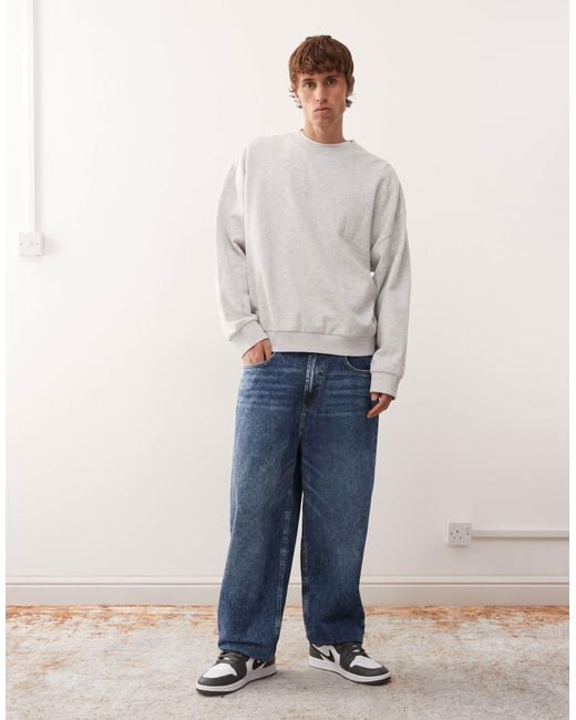 Collusion White Essentials Boxy Oversized Sweatshirt for men