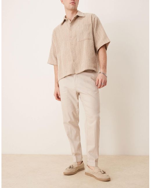 ASOS Multicolor Smart Tapered Fit Linen Blend Pants for men