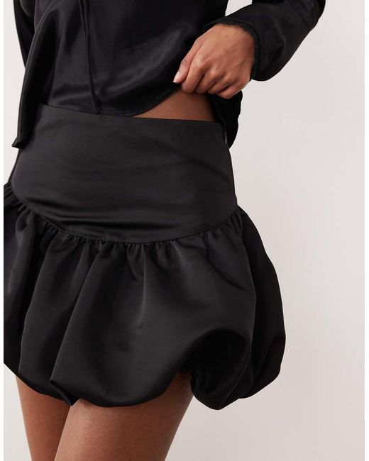 Gina Tricot Natural Satin Dropped Waist Balloon Mini Skirt