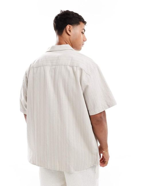 Jack & Jones White Embroidered Linen Mix Shirt for men