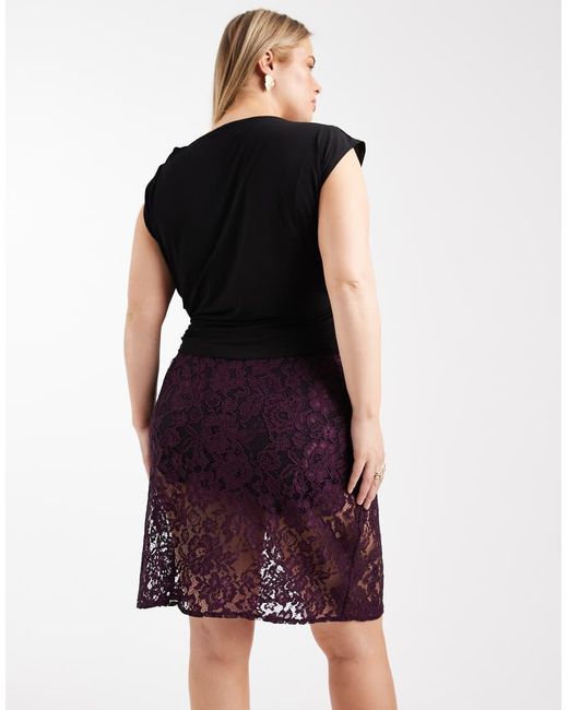ASOS Red Asos Design Curve Sheer Lace Knee Length Skirt