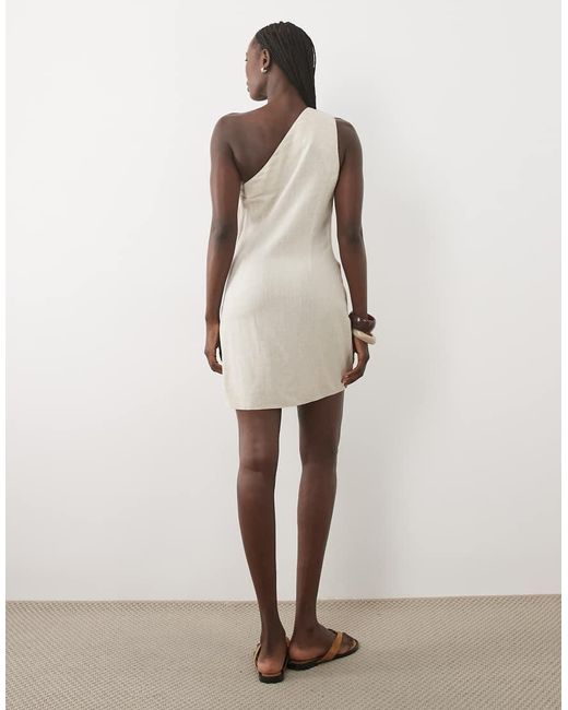 ASOS Natural Linen Blend Drape Mini Dress