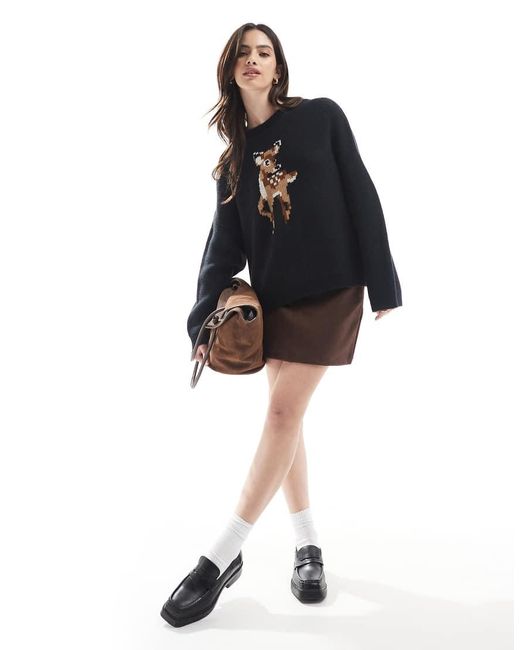 Miss Selfridge Gebreide Trui Met Babyhert in het Blue