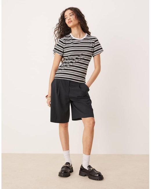 Abercrombie & Fitch Gestreept T-Shirt Met Korte Mouwen in het Black