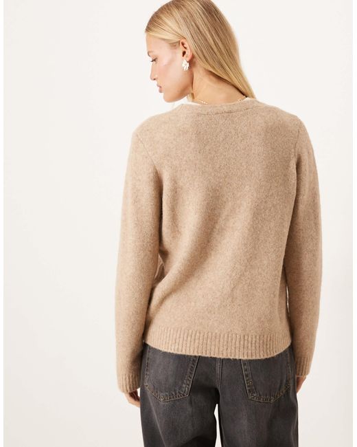 ASOS Natural Cardigan With Floral Embroidery With Wool