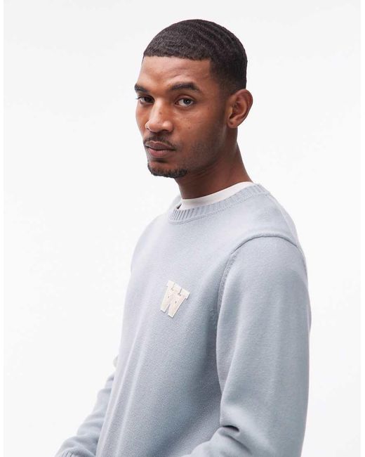 DOUBLE A by WOOD WOOD Blue Tay Lambswool Jumper for men