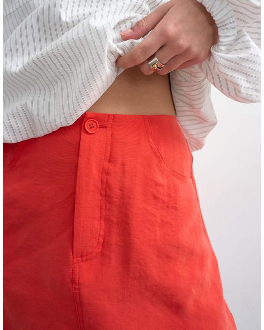 TOPSHOP Red Super Soft Cupro Mini Skirt