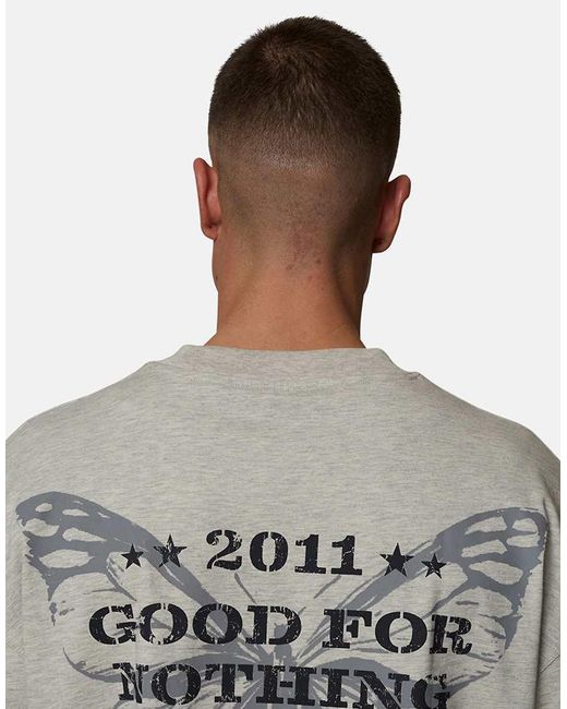 Good For Nothing Gray Boxy Fit Graphic Tee for men