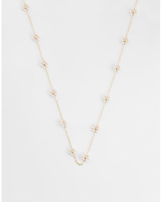 ASOS White Necklace With Faux-pearl Flowers