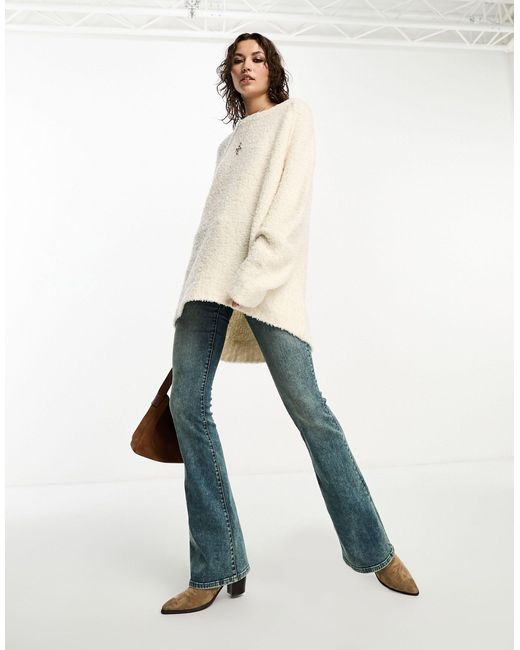 Free People Natural – superweicher, flauschiger longline-pullover