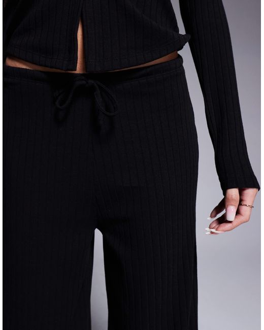 ASOS Black – gerippte hose mit weitem bein