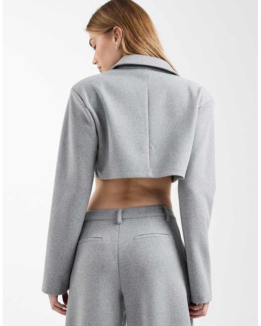ASOS Gray Co-Ord Brushed Cropped Blazer
