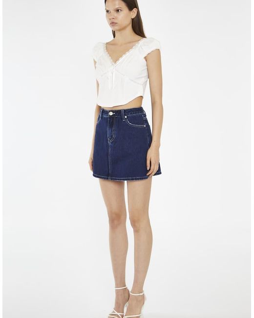 Glamorous Blue Side Split Denim Mini-Skirt