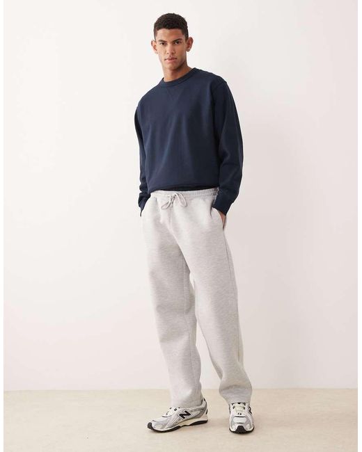 Joggers Gris Jaspeado De Pernera Recta De Tejido Grueso Efecto Neopreno De ASOS de hombre de color Blue
