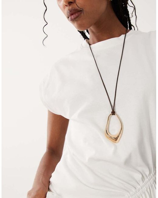ASOS Natural Long Corded Necklace With Abstract Pendant