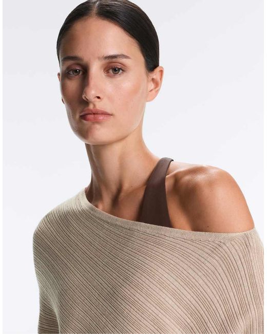 Oysho Natural Knit Rib Cape Jumper