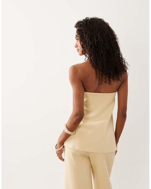 ASOS Natural Interlock Floaty Bandeau Top Co-ord