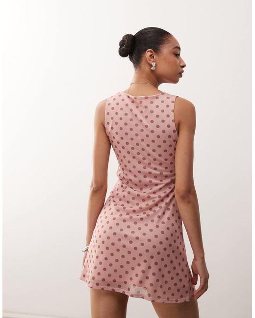 Reclaimed (vintage) Pink – luftiges minikleid mit punkte-mustermix