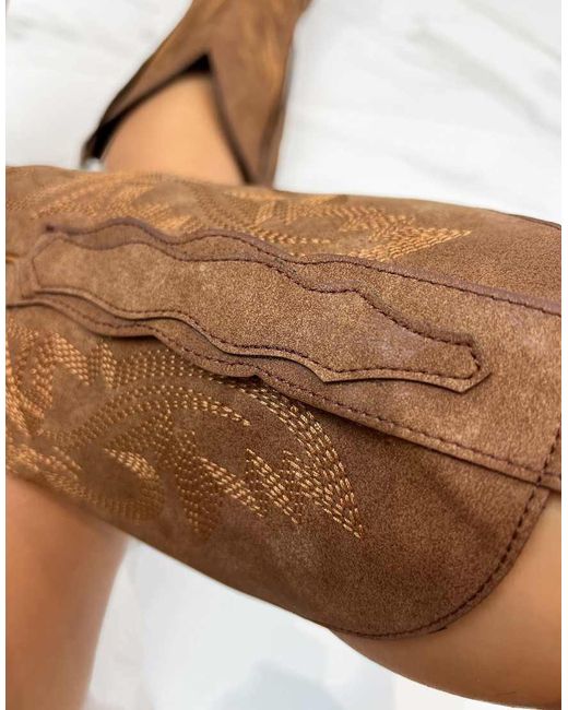 GIA STUDIOS Brown Cowboy Western Knee Boots