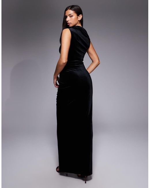 GOOD AMERICAN Multicolor Velvet High Neck Maxi Dress