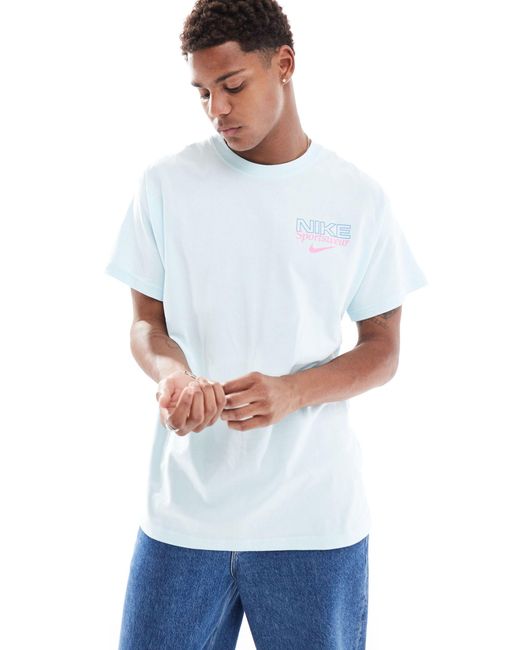 T-shirt azzurra con stampa sul retro di Nike in White da Uomo