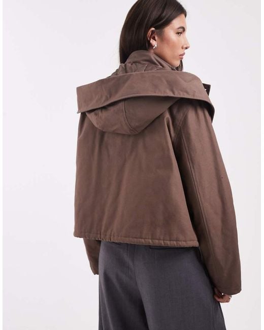 ASOS Brown Cropped Parka With Hood