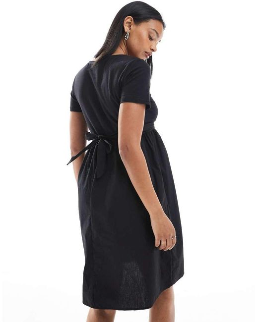 Mama.licious Black Mamalicious Maternity Cotton Poplin Skirt Mini Dress