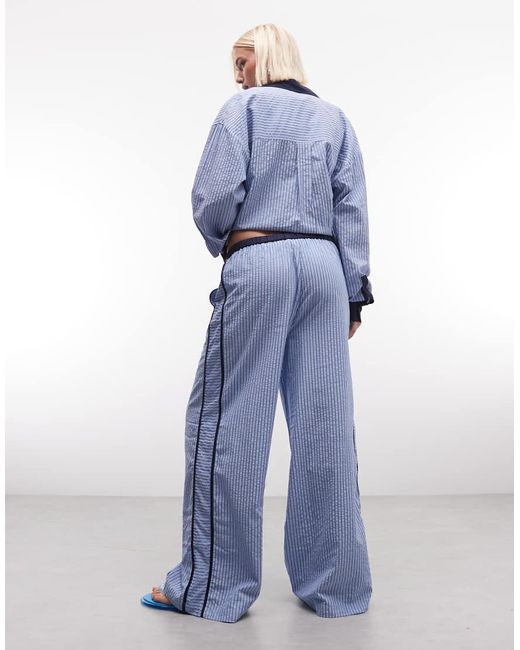 ASOS Blue Tipped Pull On Trousers With Tie