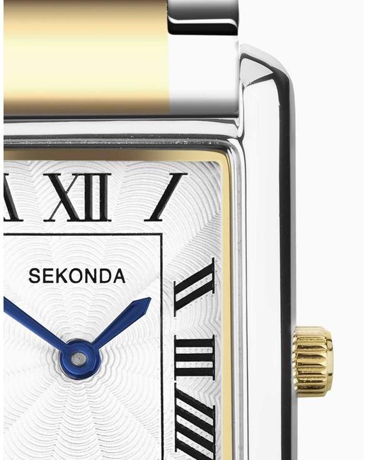 Sekonda Metallic Colette 22Mm Rectangular Two Tone Watch