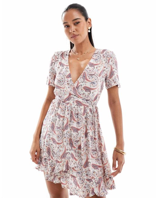 Superdry Red – kurzärmeliges mini-wickelkleid