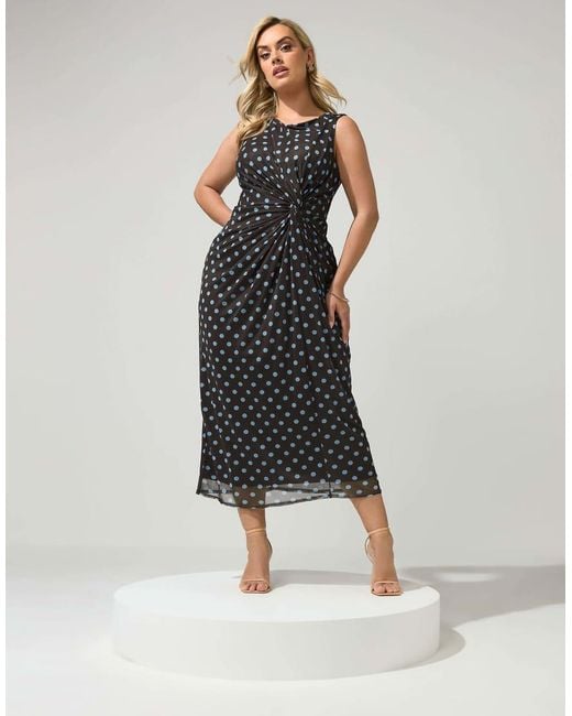 Yours Clothing Brown Polka Dot Maxi Dress