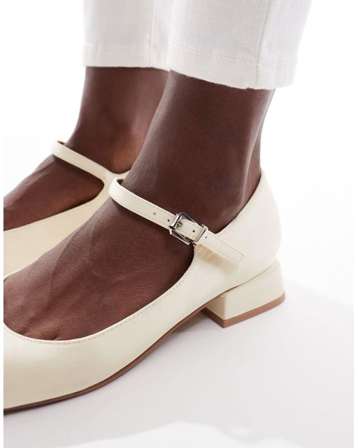 ASOS White Lead Heeled Mary Jane Ballet Shoes