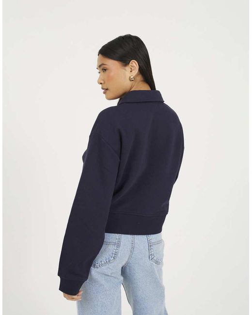 Brave Soul Blue Collared Button Down Sweatshirt