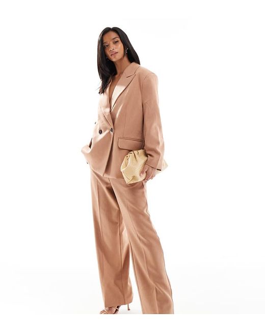 Vero Moda Natural Tailored Herringbone Wide Leg Co-Ord Trousers