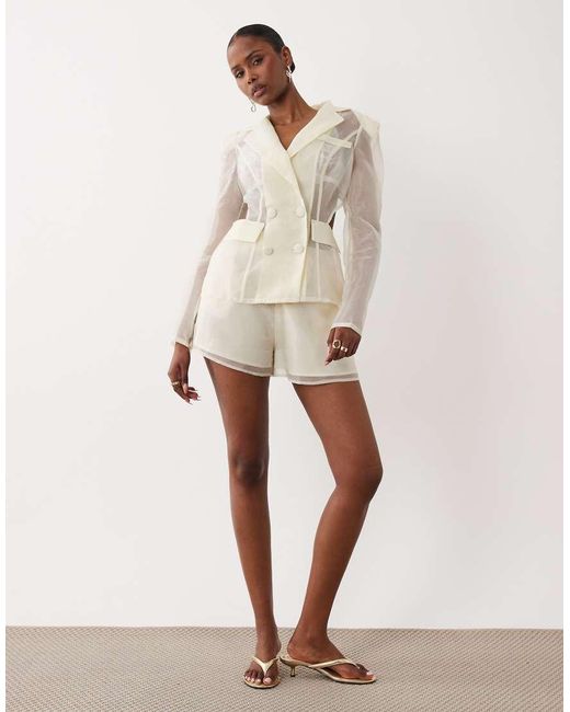 ASOS Natural Sheer High Waisted Shorts