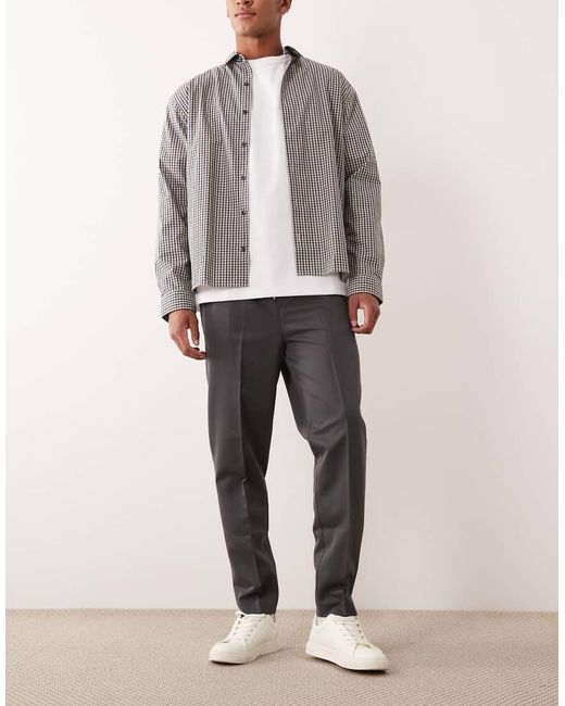 ASOS Gray Tailored Pull On Tapered Trousers for men