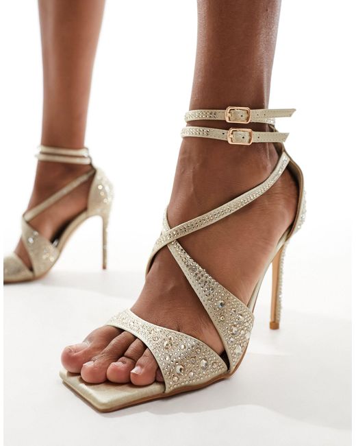 Public Desire Brown Exclusive Moana Embellished High Heeled Sandals