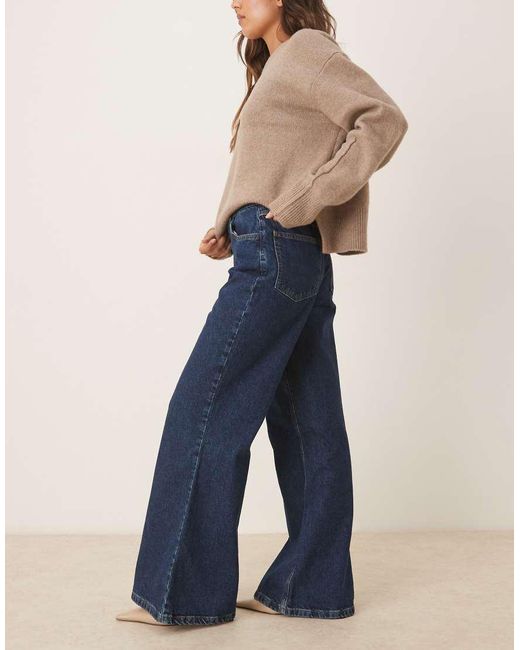 ASOS Blue High Rise Wide Leg Flared Jean