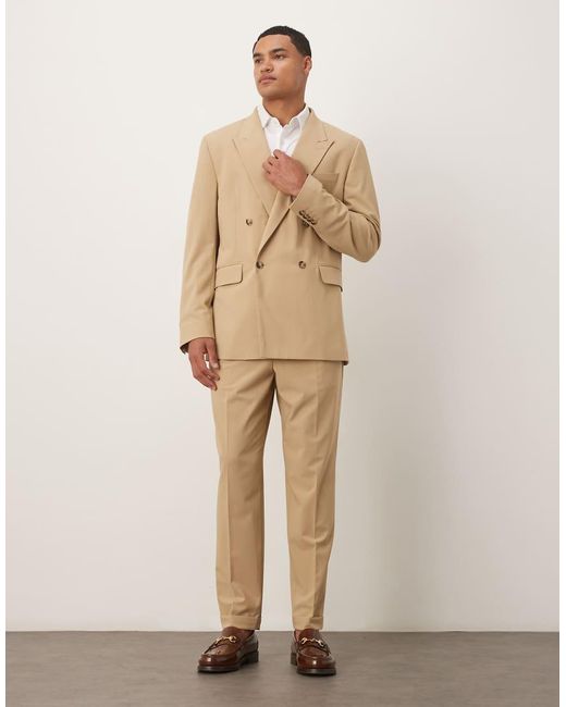 Americana Con Doble Botonadura De (Parte De Un Conjunto)-Neutro Mango de hombre de color Natural