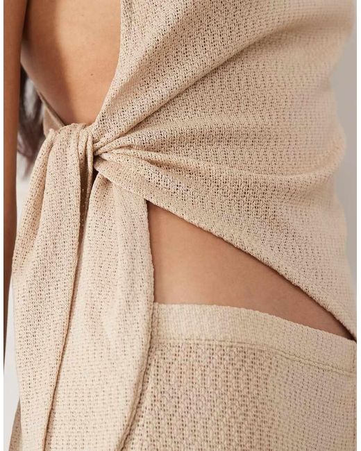 ASOS Natural Textured Jersey Tank Top With Side Knot Detail