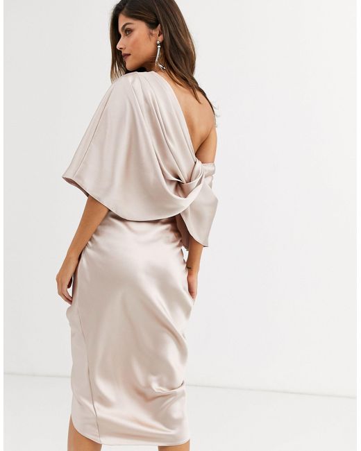 asos edition drape asymmetric linen midi dress