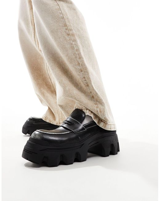 ASOS – loafer aus braunem kunstleder mit dicker sohle in White für Herren