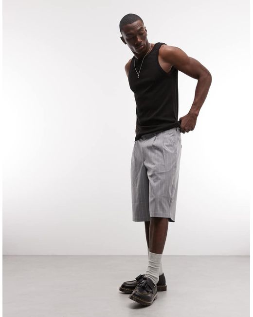 Prohibited Gray Tailored Pleated Shorts for men