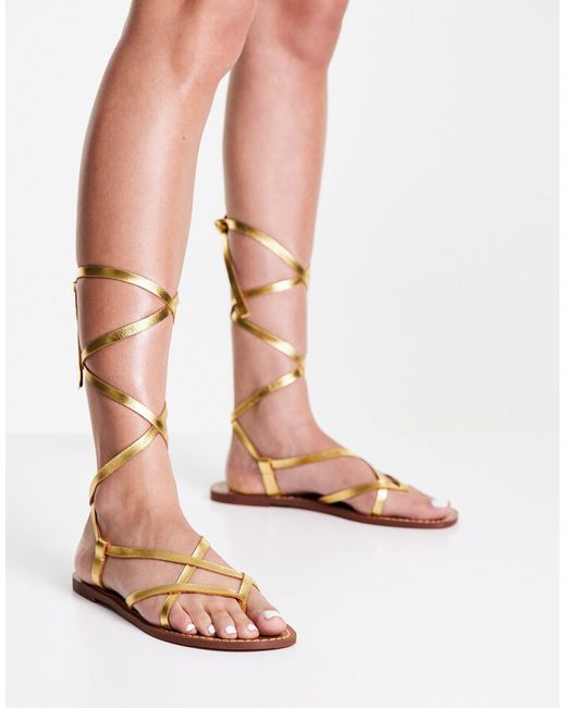 Pull&Bear Gladiator Sandals in Gold (Metallic) | Lyst